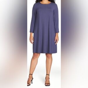 Time and Tru A-line Dress Size M 3/4 Sleeves Pockets Relaxed Fit Rayon Spandex